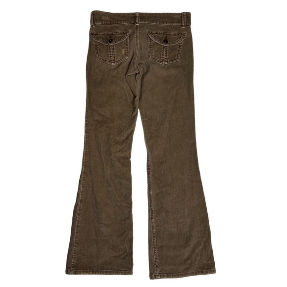 l.e.i. Brown Corduroy Pants Size 3 Double Button Front Distressed Flare Vintage - Picture 3 of 16